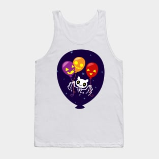 Halloween Bat Skeleton Flying With Balloons Tank Top